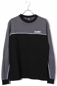 【中古】X-LARGE エクストララージ SIZE:M BICOLOR L/S POCKET TEE バイカラー 長袖Tシャツ BLACK GRAY /◆ メンズ