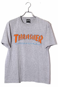 【中古】THRASHER スラッシャー SIZE:M ロゴ 半袖Tシャツ GRAY グレー /◆ メンズ