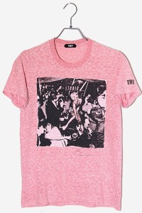 【中古】TMT ティーエムティー LOVE & PEACE フォトプリント 半袖Tシャツ S PINK ピンク /◆ メンズ