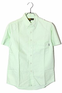 【中古】X-LARGE エクストララージ SIZE:S BD コットン 無地 半袖シャツ LIGHT GREEN ライトグリーン /◆ メンズ