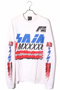 【中古】2022SS SAINT MICHAEL セントマイケル SIZE:OS LS TEE MOTO プリント 長袖Tシャツ WHITE ホワイト /● メンズ