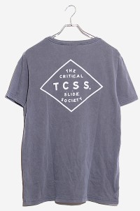 【中古】TCSS ティーシーエスエス コットン ロゴプリント クルーネック 半袖Tシャツ L チャコール /◆ メンズ