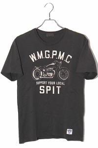 【中古】WACKO MARIA × SPIT ワコマリア スピット プリント 半袖Tシャツ M BLACK ブラック /◆ メンズ