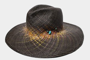 【中古】未使用品 CA4LA カシラ FIREWORKS PANAMA 中折れ パナマハット 帽子 M BLACＫ ブラック JUN01514 /◆