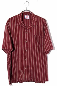 【中古】SON OF THE CHEESE サノバチーズ SIZE:XL ストライプ 半袖 オープンカラーシャツ RED レッド /● メンズ