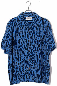 【中古】22SS WACKO MARIA ワコマリア SIZE:L レオパード柄半袖ハワイアンシャツ BLUE ブルー /● メンズ