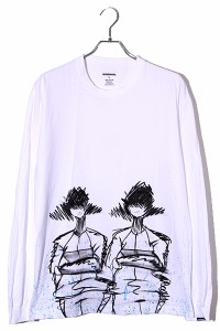 【中古】23AW NEIGHBORHOOD × TAKU OBATA ネイバーフッド SIZE:L Tee LS-4 プリント長袖Tシャツ ホワイト /● メンズ