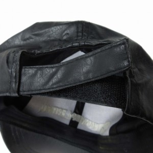 【中古】ジャンニバレンチノ GIANNI VALENTINO フェイクレザー キャップ 帽子 ロゴ 刺繍 56～59cm 黒 ブラック 6の