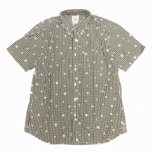 【中古】美品 17SS ユニフォームエクスペリメント スター プリント ギンガム チェック 半袖 シャツ/8 メンズ 