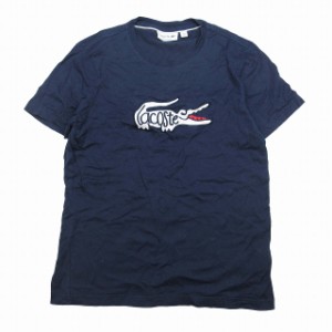 【中古】ラコステ LACOSTE ビッグ ワニ ロゴ Tシャツ 半袖 鹿の子 ワッペン プルオーバー クルーネック 丸首