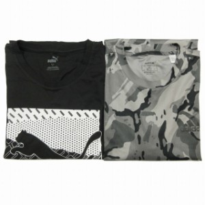 【中古】アディダス プーマ adidas PUMA Tシャツ 2点 セット まとめ売り クルーネック カモフラ 迷彩 総柄 プリント