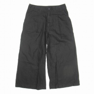 【中古】美品 15ss カバンドズッカ 製品染め ワイド クロップドパンツ コットン×リネン 1タック トラウザー S 黒