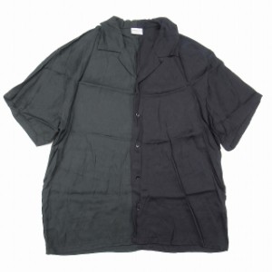 【中古】サンディニスタ レーヨンツイル オープンカラー シャツ オーバーサイズ 半袖 カラースイッチング ブラウス
