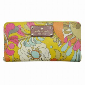 【中古】ケイトスペード KATE SPADE ペイズリー 花柄 長財布 ロング ウォレット PVC ラウンドファスナー BLM11 