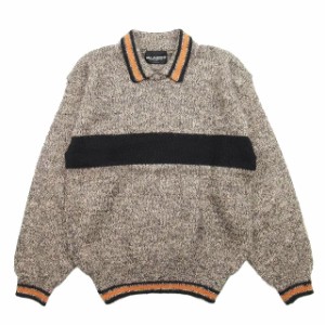 【中古】Vintage ミスタージュンコ Mr.JUNKO JUNKO KOSHINO For Men ヴィンテージ 衿付き ライン ニット LグレーME12 