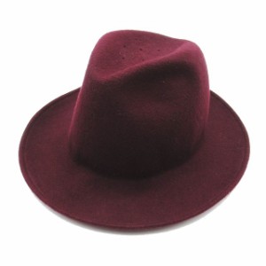 【中古】ヴァイナル アーカイブ VAINL ARCHIVE フェルト ハット 中折れ パンチング 帽子 ソフト帽 ボルドー L 59cm