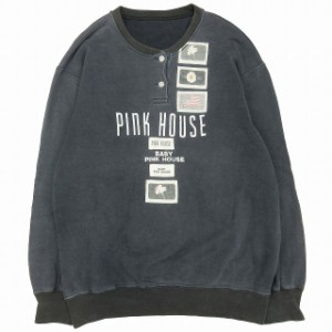 【中古】89AW ヴィンテージ ピンクハウス PINK HOUSE デコ パッチ スウェット トレーナー ロゴ プリント ◎ME1