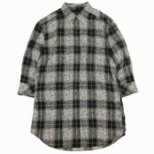 【中古】ディーゼル DIESEL レーヨン チェック シャツ 七分袖 スプラッシュペイント風 まだら模様 総柄