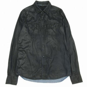 【中古】ディーゼル DIESEL ウエスタン シャツ ペイント加工 ペンキ デニム ダンガリーシャツ スナップボタン