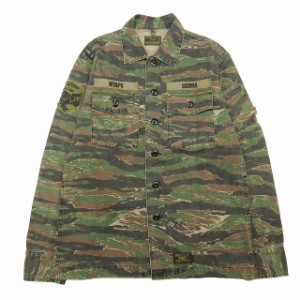 【中古】美品 17SS ダブルタップス WTAPS BUDS LS 02 SHIRT.COTTON.TWILL ミリタリー シャツ 長袖 タイガーカモ