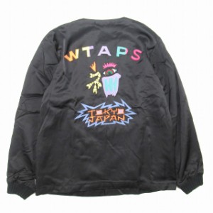 【中古】美品 18aw WTAPS CRIBS 01 JACKET.RACO.SATIN サテン ジャケット "福" グラフィック 刺繍 ブルゾン 01 黒