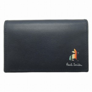 【中古】極美品 23SS ポールスミス PAUL SMITH マーケトリーストライプラビット カウレザー カードケース 名刺入れ