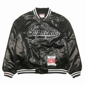 【中古】未使用品 23SS シュプリーム × ミッチェルアンドネス スパンコール バーシティジャケット スタジャン L