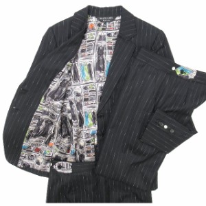 【中古】ポールスミス ブラック レーベル Paul Smith BLACK LABEL スリーピース スーツ セットアップ 40 黒 ◎ME4 