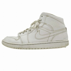 【中古】2022年 ナイキ NIKE AIR JORDAN 1 MID Triple White エアジョーダン1 ミッド スニーカー 554724-136