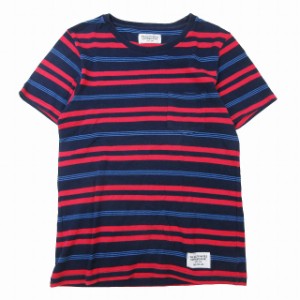 【中古】ワコマリア WACKO MARIA STRIPED CREW NECK T-SHIRT ボーダー 鹿の子 Tシャツ 半袖 ロゴ タグ ニット