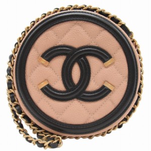 【中古】シャネル CHANEL CCフィリグリー チェーン ショルダーバッグ ココマーク キャビアスキン ベージュ◎ME5