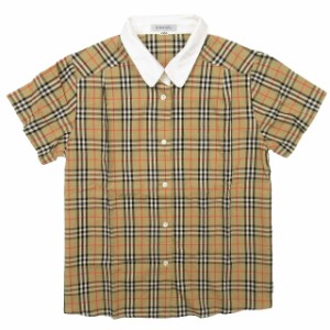 【中古】美品 ヴィンテージ バーバリーズ Vintage Burberrys ノバチェック柄 半袖 シャツ 子供服 130A ベージュ BLM5 