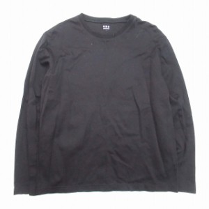 【中古】美品 スリードッツ three dots 無地 長袖 Tシャツ ロンT カットソー L 黒 ブラック/メンズ 