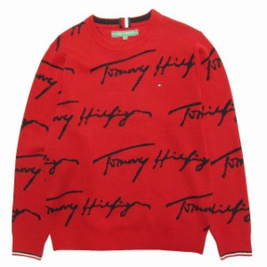 【中古】美品 22AW トミーヒルフィガー TOMMY HILFIGER シグネチャー ロゴ ジャガード セーター ニット 長袖 L