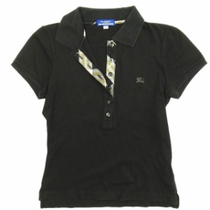 BURBERRY LONDON 襟ノバチェック 半袖ポロ sizeL 黒