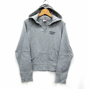 【中古】トミー ジーンズ Tommy jeans スウェット プルオーバー パーカー ダメージ加工 長袖 グレー S レディースの通販はau