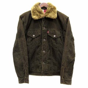 【中古】リーバイス Levi's 襟ボア コーデュロイ 中綿 ジャケット Gジャン 裏地チェック 70500-40 ブラウン 茶 M メンズの