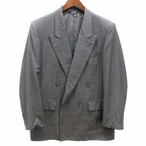 【中古】ランバン LANVIN ウール ダブル テーラード ジャケット ピークドラペル グレー H48-25 メンズ