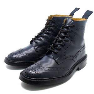 【中古】トリッカーズ TRICKER'S モルトン MALTON M2508 カントリー ブーツ レザー ダイナイトソール ネイビー 7.5 約26cm 英国製 美品