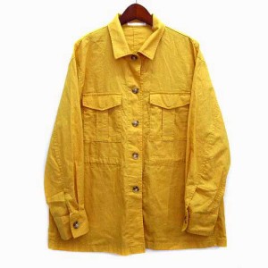 【中古】ユニクロ UNIQLO リネン コットン シャツ ジャケット イエロー 黄 M 211-427065 レディース