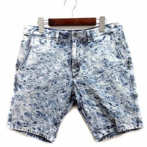 【中古】スコッチ&ソーダ SCOTCH & SODA ジャガード デニム ハーフパンツ ショートパンツ ヤシの木 ブルー 32 メンズ