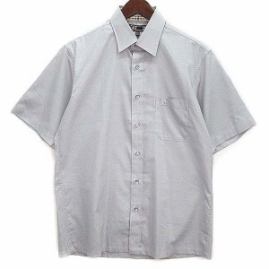 【中古】ダックス DAKS SUPER SOFT SSP 日清紡 ワイシャツ ドレス コットン ブロード 半袖 グレー M メンズ