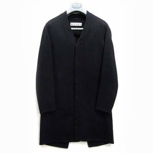 【中古】マルニ MARNI ノーカラー コート ウール カシミヤ アンゴラ 2015AW ブラック 黒 42 メンズ