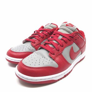 【中古】ナイキ NIKE ダンク ロー レトロ DUNK LOW RETRO スニーカー DD1391-002 グレー レッド 26.5cm メンズ