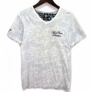 【中古】エムシーディ MCD リバースプリント Vネック Tシャツ カットソー 半袖 オフホワイト 白 M メンズ