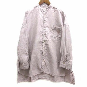 【中古】ネストローブ nest Robe リネン ハイカウント バンドカラー シャツ 長袖 ライトパープル F 01205-1054  レディース