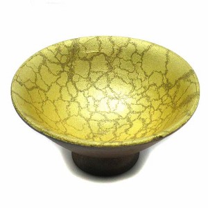 【中古】越前焼 純金箔 馬上盃 小杯 高坏 工芸品 8.6cm 4.5cm 