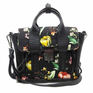 【中古】3.1 フィリップリム 3.1 phillip lim 2WAY ハンドバッグ ショルダーバッグ PASHLI MINI SATCHEL O/S ボタニカル ブラック 黒