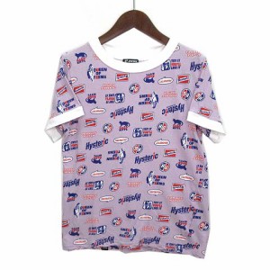 【中古】ヒステリックグラマー HYSTERIC GLAMOUR HYS FANTASTIC 総柄 Tシャツ カットソー 半袖 パープル 紫 F 01192CT10 レディース