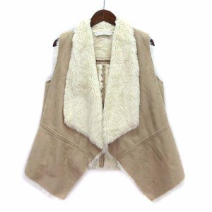 【中古】ベルシュカ Bershka フェイクムートン ベスト ジャケット ボタンレス ベージュ XS 8691/407/752 レディース